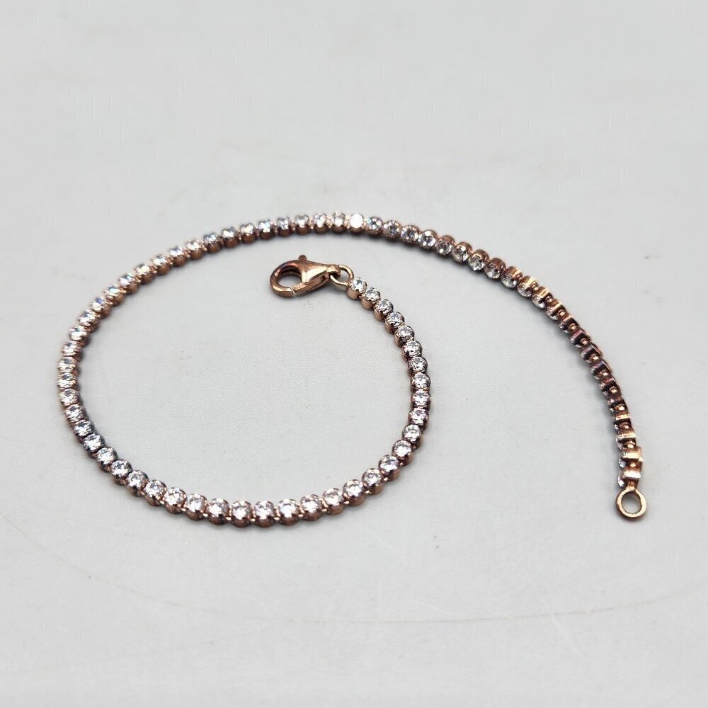 Sterling Silver Plated Rhinestone Tennis Bracelet Italy
